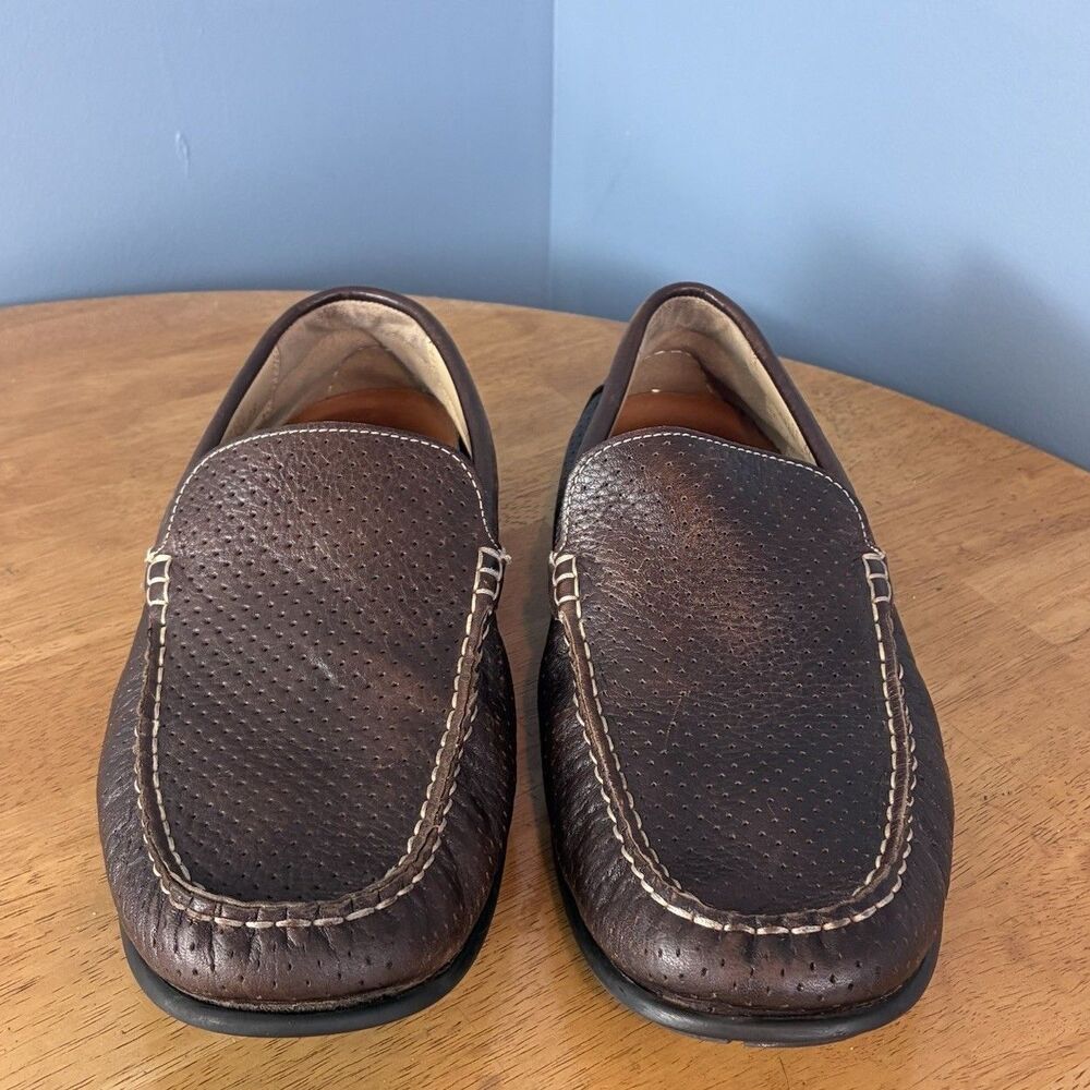 ECCO Mens Brown Perforated Breathable Loafers Slip On Shoes Size 44 US 10-10.5